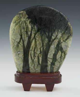 A Nephrite "Tree" Plaque on Stand