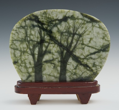 A Nephrite "Tree" Plaque on Stand