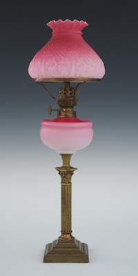 A Satin Glass Oil Lamp 19th Century 1321a7