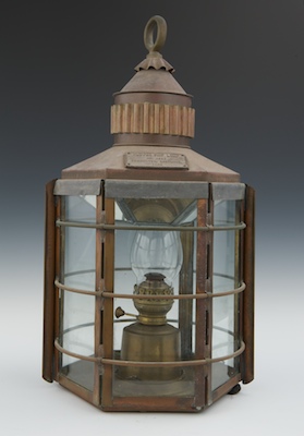 A Vintage Six-Sided Ship's Lantern