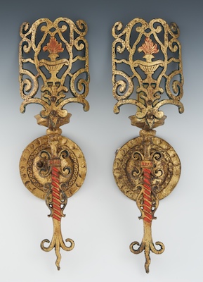 A Pair of Cast Metal Wall Sconces