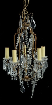 A Gilt Metal Chandelier with Crystals 1321c1