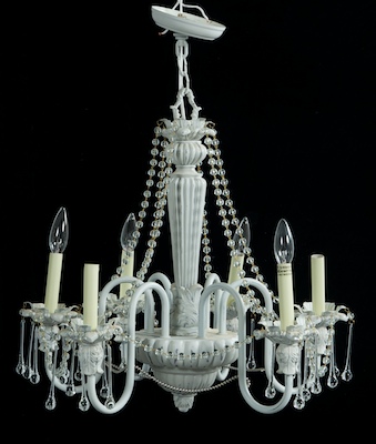 A Small Painted Metal Chandelier