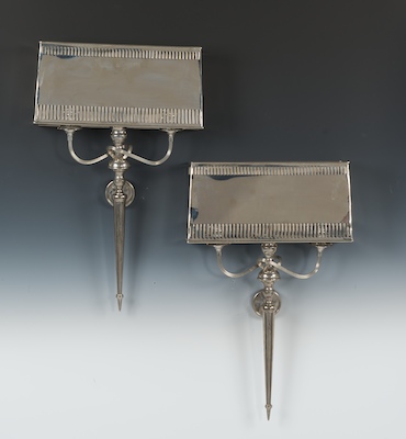 A Pair of Nickel Finish Wall Sconces 1321bc