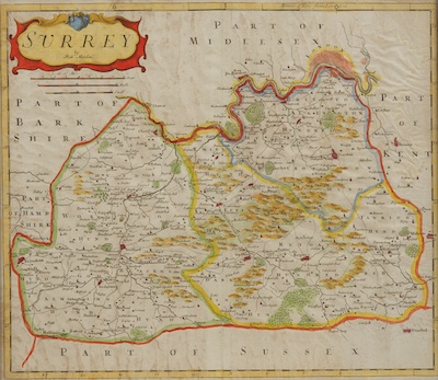 An Antique Map of Surrey Framed