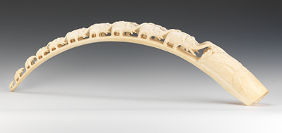 A Carved Ivory Tusk Hand carved with