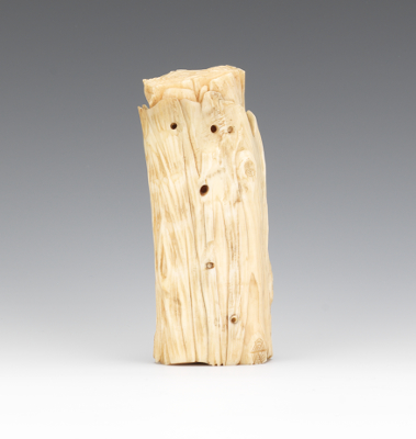 A Carved Ivory Log Signed Hollow