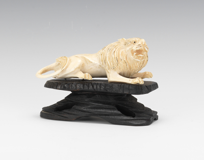 European Carved Ivory Lion A fierce