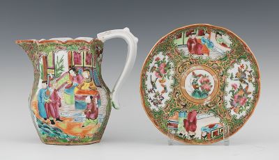 A Rose Medallion Pitcher and Saucer