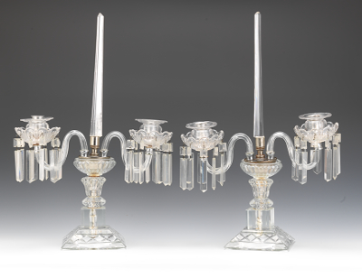 A Pair of Crystal Candle Lamps With