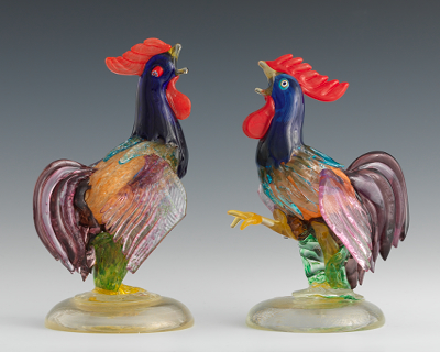 A Pair of Murano Glass Roosters 134a6e