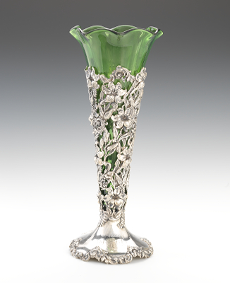 An Art Nouveau Glass Vase in Sterling 134a91