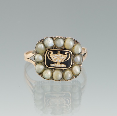 A Georgian Seed Pearl Mourning Ring