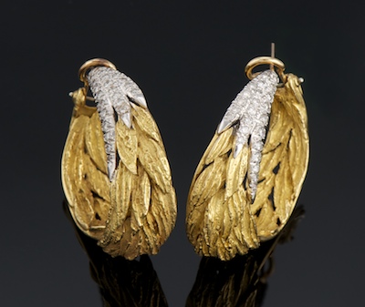 A Pair of 18k Gold and Diamond