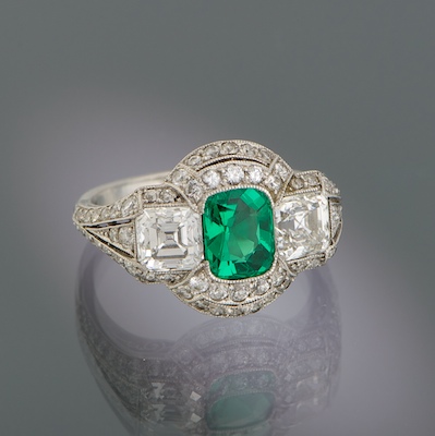 An Estate Art Deco Platinum Emerald 134af0