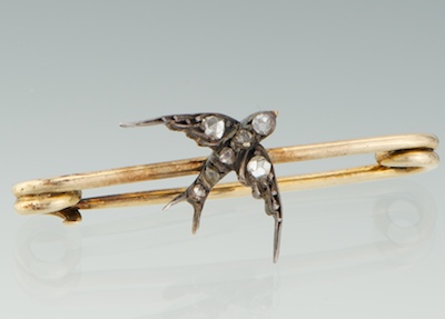 A Georgian Diamond Bird Pin Tested 10k