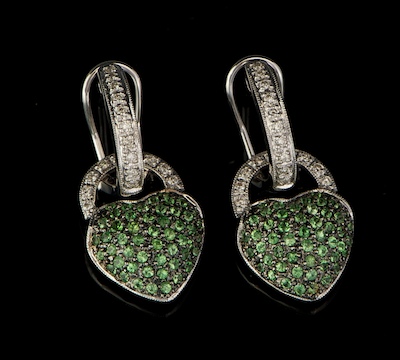 A Pair of Green Garnet and Diamond