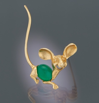 A 14k Gold and Chrysoprase Mouse 134b2a