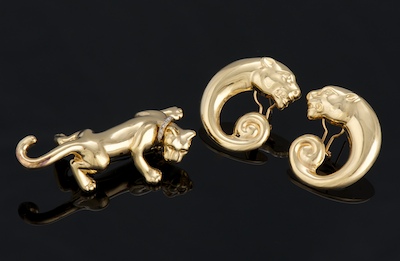 A Ladies Panther Brooch and Earrings 134b33