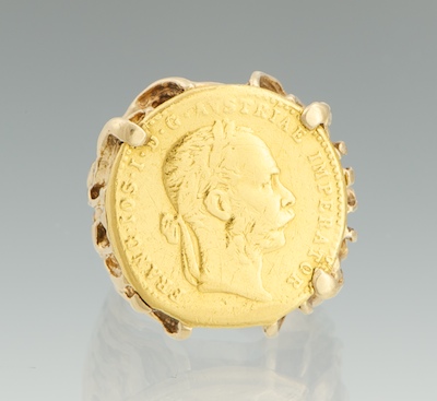 A Gold Coin Ring in Custom Mounting