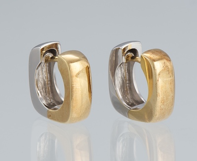 A Pair of Two Tone Gold Huggie 134b5e