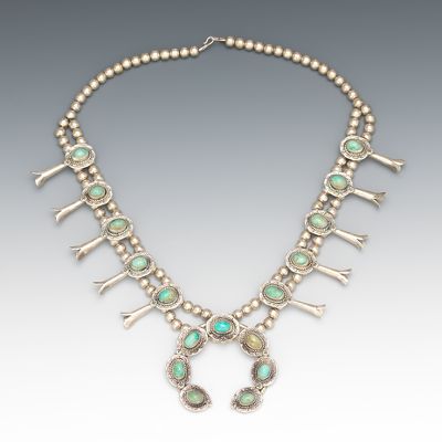 A Silver and Turquoise Squash Necklace 134b7b