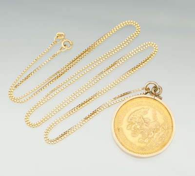 A Mexican 20 Peso Gold Coin Pendant