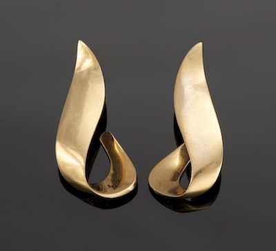 A Pair of John Atencio Gold Earrings 134ba5