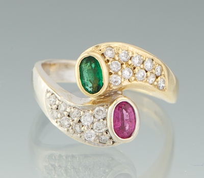 A Ladies' Ruby and Emerald Ring