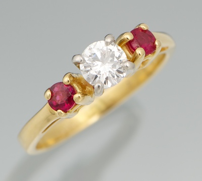A Ladies Diamond and Ruby Ring 134bc7