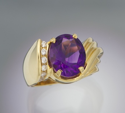 A Ladies' 18k Gold Amethyst and