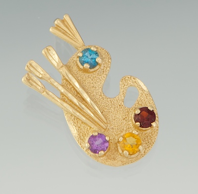 A Gold and Gemstone Palette Pendant 134bda