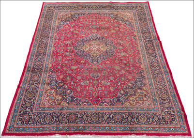 A Kashmar Carpet Rose colored ground