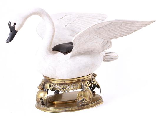 Carved and painted swan centerpiece 134c41
