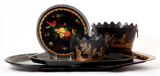 Collection of toleware trays and