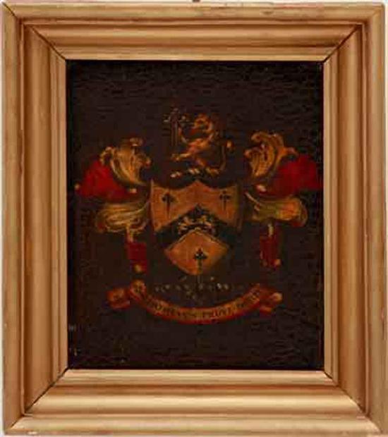 Framed coat-of-arms painted panel