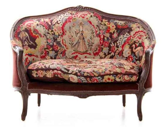 Louis XV style walnut settee continuous