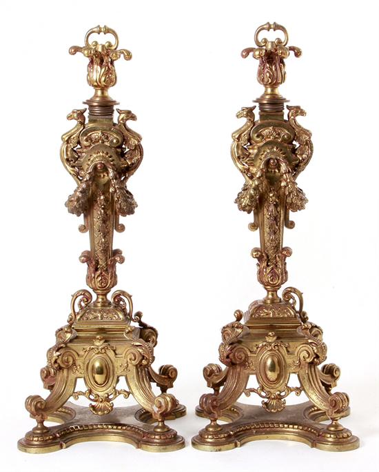 Pair Louis XIV style gilt-bronze