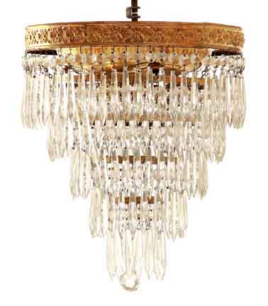 Brass and crystal basket-form hall