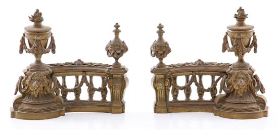 Pair French bronze chenets late 19th