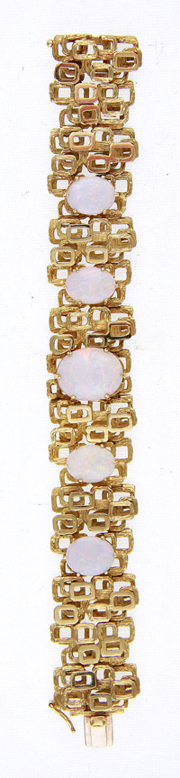 Opal-set heavy gold bracelet 5 fine