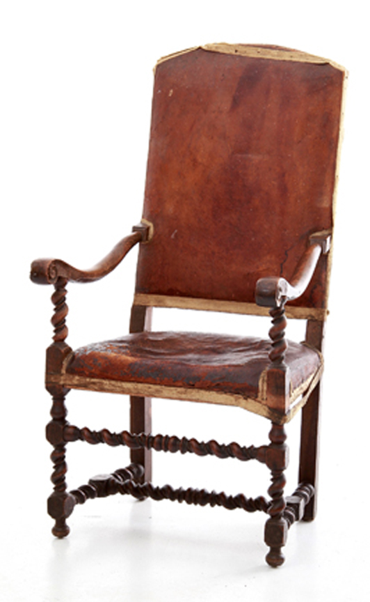 Jacobean style walnut and leather 134ca5