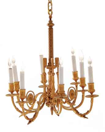 Louis XVI style bronze dore eight light 134cac