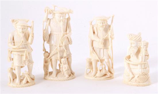 Set of Asian carved ivory figures