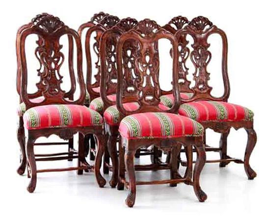Set of eight Queen Anne style carved