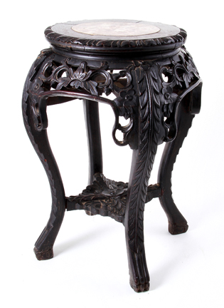 Chinese carved hardwood and marble