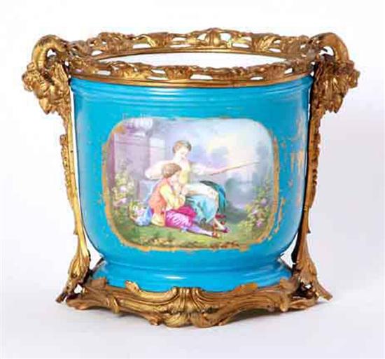 Sevres style ormolu-mounted porcelain