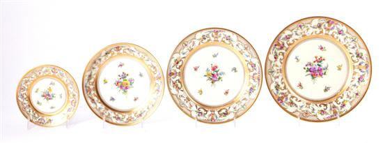 Bohemian porcelain plate set ornate