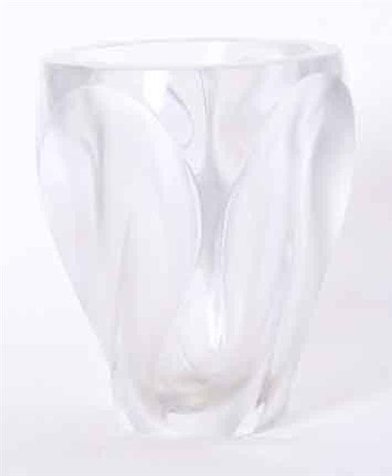 Lalique colorless crystal vase stylized