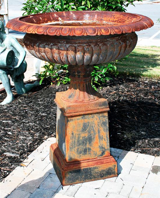Pair cast iron garden urns late 134d6d